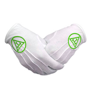 Guantes Masónicos al por Mayor, Regalia Masónica de Alta Calidad, Guante Masónico Blanco 100% Algodón con Parche Personalizado |   OEM Según Demanda para Uso Diario - Product Image 4