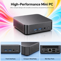 Mini PC Intel N95 Windows 11, 8/16/32 Go de RAM DDR4 en option et SSD NGFF, boîtier en plastique, ports USB, RJ45, ordinateur de bureau professionnel