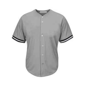 Maillot de baseball gris pour homme, manches courtes, boutons sur le devant, couleur unie, respirant, polyester, uniforme, vêtement pour adulte, coupe régulière - Product Image 1