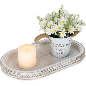 Plateau de service décoratif haut de gamme en blanc élégant de forme rectangulaire avec une finition lisse, idéal pour la décoration intérieure moderne et la salle à manger - Product Image 2