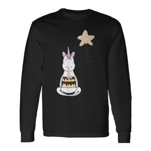 T-shirt a maniche lunghe con torta di cioccolato per la festa di compleanno dell'unicorno - Product Image 1