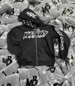 Sweat à capuche zippé surdimensionné en molleton épais avec strass pour homme – Veste d'hiver personnalisée de haute qualité - Product Image 2