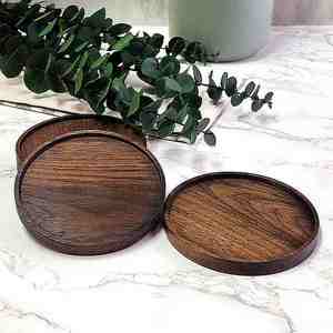 จานรองแก้วไม้วอลนัทแบบทำมือถาดไม้วอลนัทว่างดีไซน์แบบกำหนดเอง - Product Image 1