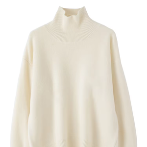 เสื้อสเวตเตอร์แคชเมียร์แท้ 100% ดีไซน์พิเศษสำหรับผู้หญิง สไตล์ลำลองหรูหรา ทรงโอเวอร์ไซส์ พร้อมโลโก้ด้านหน้า - Product Image 1