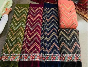 Tela de bordado Fox Georgette Material elegante, ligero y elegante para vestidos y saris - Product Image 2