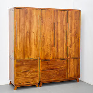 Armario de Dormitorio Moderno de Estilo Nórdico en Madera de Teca, Patas Cónicas, 2 Cajones, 1 Puerta, Cómodo, Sostenible y Duradero, Armarios Legales de Indonesia - Product Image 6