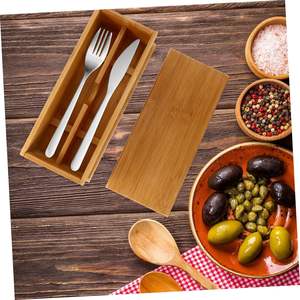 1Pc Bamboo Cutlery <b>Box</b> Spoon Fork <b>Storage</b> <b>Storage</b> Containers Utensil <b>Storage</b> Container with Lid Silverware <b>Chest</b> - Product Image 3