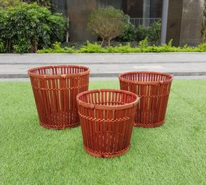 Panier en bambou naturel et multicolore pour le rangement de la maison et de la cuisine salon panier à linge 100% bambou fabriqué au Vietnam - Product Image 2