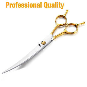 Tijeras de corte de pelo de acero inoxidable de la mejor calidad, medio oro, doble gancho, herramienta de aseo para mascotas ANAAIF - Product Image 3