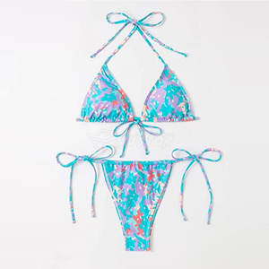 Conjunto de Bikinis Estampados, Traje de Baño con Espalda Descubierta, Lazos Laterales Ajustables, Conjunto de Bikinis Sexys para Mujer 2025 - Product Image 3