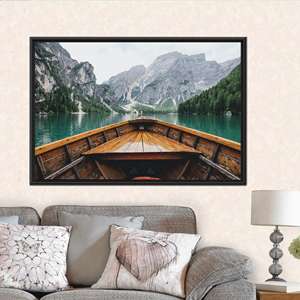 Toile imprimée avec paysage naturel : élégante scène de rivière, art mural, 1P : encadré noir - Product Image 1