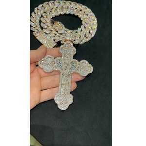 Pendentif en argent sterling plaqué or blanc avec diamants en moissanite glacés de qualité supérieure, style hip-hop, logo personnalisé disponible, exportation - Product Image 3