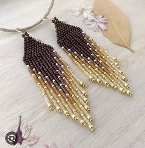 Glass Seed Beaded Hoop Earrings for Women - Product Image 1