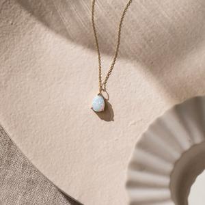 Collar de ópalo etíope de oro de 14 quilates con colgante de corte de pera cadenas de moda piedras preciosas sueltas regalo de Navidad perfecto para mujeres esposas - Product Image 1