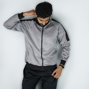 Chaqueta deportiva personalizada con cremallera completa para hombre al por mayor, diseño de panel de contraste, prendas de vestir exteriores informales de punto de poliéster transpirable para Fitness, OEM y ODM - Product Image 3