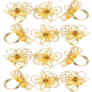 OEM Private Label Beaded Napkin <b>Ring</b> With Flower Designed Metal Table Decor Napkin <b>Ring</b> for Sale by <b>Indian</b> Exporters - Product Image 2