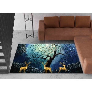 Alfombra Bosque de Ciervos Dorados: Alfombra Antideslizante para Entrada, Alfombra Delgada No Tejida - Product Image 2