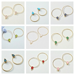 Aros de Plata 925 para Hacer Joyas con Piedras Preciosas de Calcedonia Blanca Pera - Accesorios para Manualidades - Product Image 2