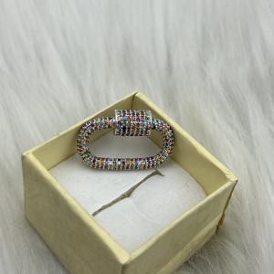 Conectores de Mosquetón con Cierre de Rosca en Plata de Ley 925 Chapada en Oro con Incrustaciones de Circonitas Multicolores, Sin Níquel ni Plomo - Product Image 5