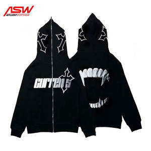 2024 Hombres Diseño personalizado 3D Cara completa Cremallera Sudaderas con capucha Chaqueta de invierno de lana Bordado Tinte liso Mejor venta anticipada Último - Product Image 3