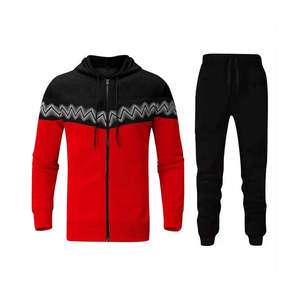 Conjunto de chándal de moda con estampado de primavera rojo unisex, joggers con capucha y secado rápido, informal, transpirable, nueva llegada al por mayor - Product Image 1