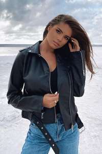 Chaqueta de motorista acolchada de piel sintética para mujer, chaqueta de piel sintética personalizada para primavera y otoño, Chaqueta corta ajustada a la moda para mujer - Product Image 6