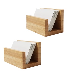 Portatarjetas de escritorio de madera de bambú, 2 uds., soporte de tarjeta de visita de bambú Natural resistente para escritorio, mesa de oficina - Product Image 1