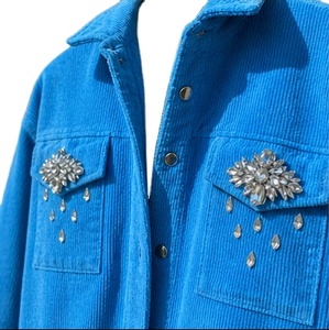 Wholesale Women's Casual Long Sleeve <b>Single</b> Button Corduroy Short Style Solid <b>Quilted</b> Windproof Eco-Friendly 100% Cotton Jacket - Product Image 4