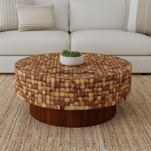 Table d'incrustation de noix de coco de haute qualité Accent de meubles naturels pour les maisons modernes avec livraison rapide OEM Vietnam Factory - Product Image 3