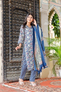 New Trendy Traditional Indian Jaipuri Print Cotton Kurti Set Embroidery Ladies <b>Kurta</b> for Winter Parties – Wholesale Jaipur India - Product Image 5