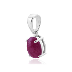 High Quality 925 Sterling Silver <b>Ruby</b> Gemstone Prong Setting Oval Pendant for Party Occasions - Product Image 2