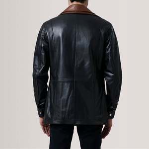 Abrigo de Cuero Negro para Hombre Connor - Product Image 4