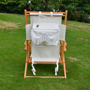 Cổ Trắng sang trọng gấp ghế bãi biển-Tùy chỉnh thiết kế, dịch vụ OEM, khung gỗ & giữ cốc cho ngoài trời - Product Image 2