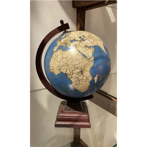 Antique Silver Marquise World <b>Globe</b> with Wooden Base for Home/Office Decor Educational Rotating Geography Gift Item - Product Image 1
