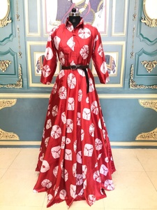 Bandhani-vestido de seda con colores Anarkali y Kurti, vestido elegante, tejido listo para usar, color rojo sangre, para manualidades indias - Product Image 4