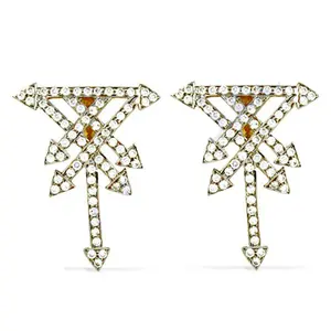 Boucles d'oreilles clous en forme de flèche plaquées or avec accents de diamants glamour pour la mode féminine - Product Image 2