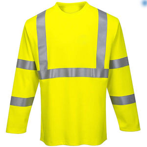 Long Sleeve Round Neck Safety Work Shirt Reflective Workwear Hi Vis <b>Clothing</b> Uniform Men Shirt High Visibility <b>Fluorescent</b> Red - Product Image 1