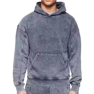 Fabricant personnalisé Boxy en strass recadrée pour hommes en diamant 420gsm patch avec appliques en détresse lourd lavage à l'acide pull costume - Product Image 6