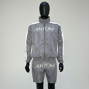 2024 Custom logo Windbreaker Two Piece Sweat Suit Set Nylon Embroidery Tracksuit Zip up Jackets and Shorts Set - Product Image 2