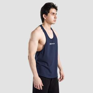 Men's Navy Impulse Stringer Regular Fit Breathable 100% Cotton Polyester Gym Tank <b>Top</b> with 3D Pattern Hood Size XL for Workout - Product Image 3