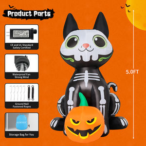 5 FT <span class=keywords><strong>Halloween</strong></span> Black <span class=keywords><strong>Cat</strong></span> Aufblasbare, aufblasbare schwarze Katze mit Kürbis Outdoor <span class=keywords><strong>Halloween</strong></span> Dekoration Abstand mit LED-Lichtern - Product Image 5