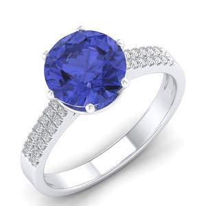 Prix de gros REYES, bague de fiançailles en argent sterling 925 avec pierre précieuse tanzanite et moissanite pour femmes, cadeau d'anniversaire, bijoux - Product Image 2