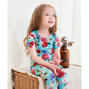 Pyjama en bambou tricoté à manches courtes pour tout-petits, style estival doux, vêtements de nuit personnalisés en bambou - Product Image 3
