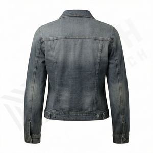 Veste en jean tricotée en toile unie respirante pour femme, décontractée, automne-hiver, anti-rides, unie, tendance, streetwear, haute qualité - Product Image 2