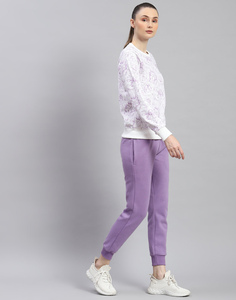 Conjunto de chándal de 2 piezas OEM de cuello redondo con estampado morado personalizado de calidad superior para mujer, conjunto de chándal de 2 piezas de longitud completa - Product Image 2