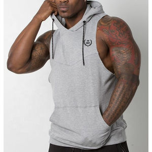 Otoño hombres bordado músculo Sudadera con capucha chaleco sin mangas culturismo gimnasio entrenamiento Fitness polar alta calidad Hip Hop sudadera - Product Image 1