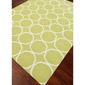 Alfombras de Lana con Patrón Geométrico Indusbar DW-124, Tejido Plano en Verde para Uso Doméstico - Product Image 2