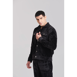 Chándal de terciopelo negro clásico para hombre - Product Image 1