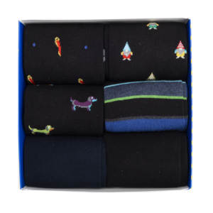 Calzini Caldi in Cotone da Uomo, 6 Paia, Mix Fantasia, Monouso, Alta Qualità, Taglia Unica, Stile Quotidiano, Logo sul Fondo, Confezione Regalo - Product Image 1