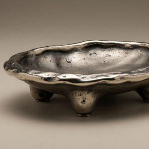 Hand Cast Brass Pebble Footed Soap <b>Dish</b> <b>Trinket</b> <b>Dish</b> One-Piece Casting Aged Nickel Smoked Silver Finish Organic Ramadan Wedding - Product Image 4